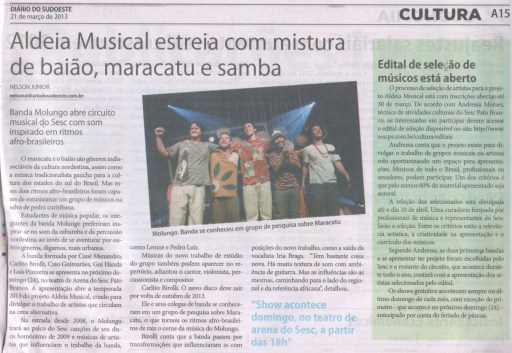 1Matéria jornal diário do sudoeste - Aldeia Molungo